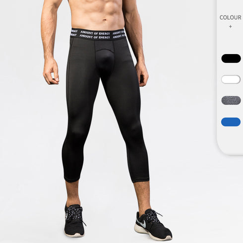 Men's Dry Fit Capri Workout Running Leggings Compression Shorts